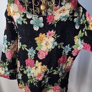 Y2k Floral Crinkle Top Whimsigoth Fairy Goth